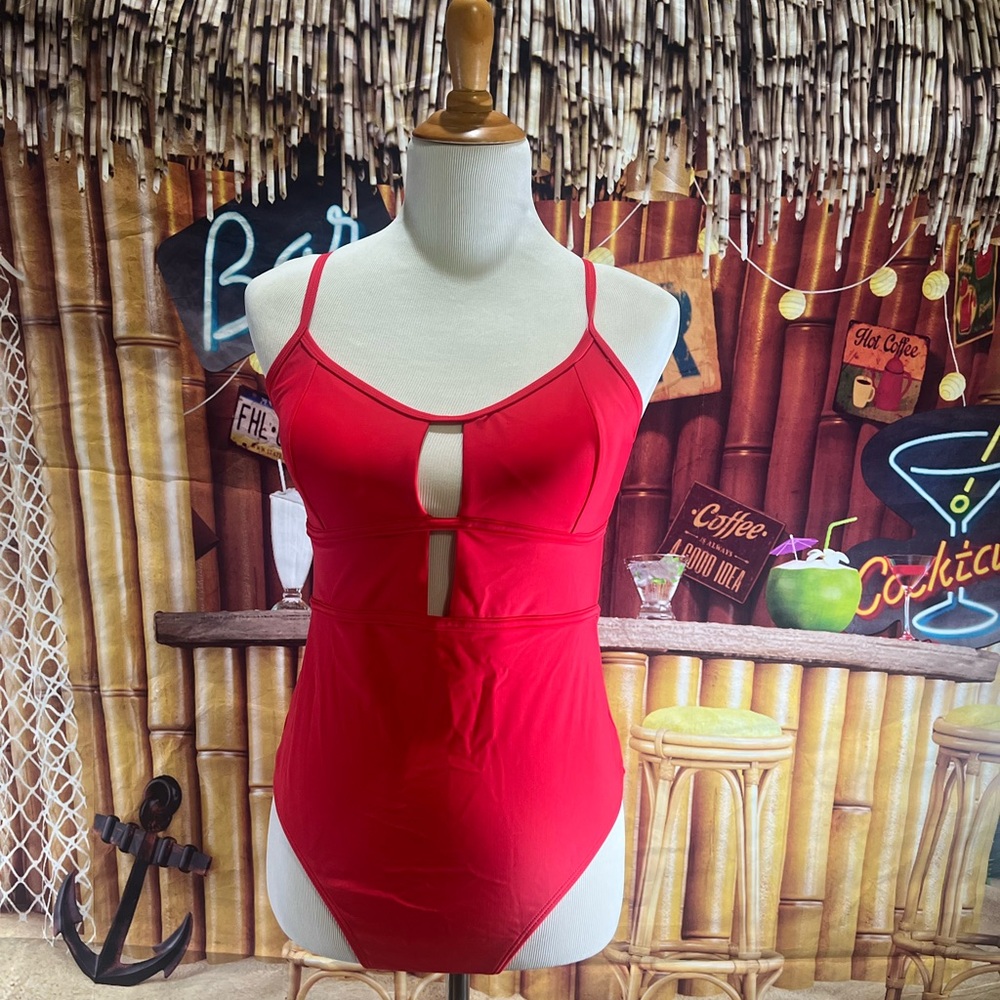 CUPSHE Red One-Piece Swimsuit | Large | Keyhole Cutout | NWT | #0012
